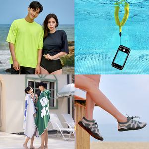 한번에 준비하는 여름 물놀이 용품 래쉬가드/워터레깅스/보드숏/방수케이스/비치타올/워터슈즈/방수볼캡 물놀이 