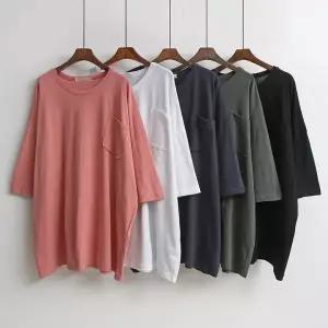 [하프클럽/]빅사이즈여성의류 C505L305 무지통7부라운드박스 NO