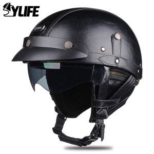 레트로 오토바이 바이크 헬멧 헬맷 도트 인증 모토 남성 여성용 하프페이스 오픈 반모 HD 렌즈 사계절 사용