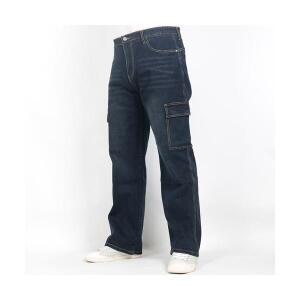 빅사이즈청바지 H0680 밑단와이드 밴드스판 카고포켓 허리32~46인치 사계절