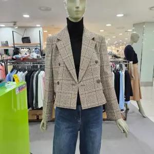 시슬리/애플아울렛/체크 크롭 더블 자켓 SAJK38361