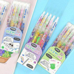 [쓰임앤끌림]몽알몽알 3D 데코펜 세트 5000 (랜덤) 5색 젤펜