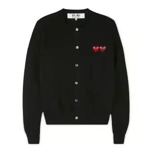 [꼼데가르송] 공용 더블 하트 와펜 블랙 가디건 AX N057 051 1