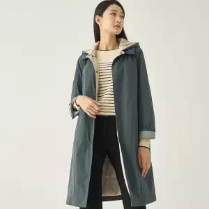 [지센] (2컬러) 후드탈착 체크배색 코트형 점퍼 LCJPNA22