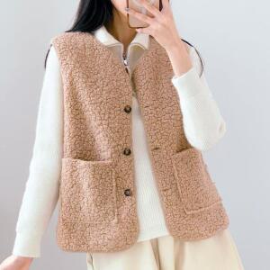 여자 겨울 뽀글이 투포켓 양털 조끼
