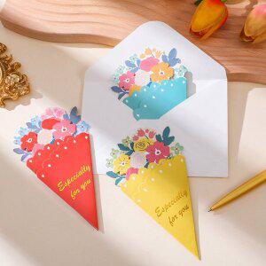 [셀플리]꽃편지 예쁜 꽃 편지지 꽃엽서 감사 엽서 꽃다발 카드 특별한 기념일 생일 축하 이쁜 KK0172