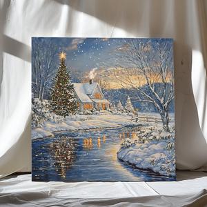 겨울 그림 풍경 풍경화 눈 캔버스 액자 winter 크리스마스 산타 루돌프 성탄절 선물