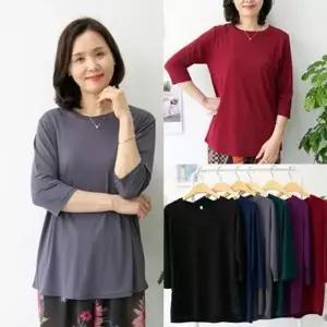 [NS홈쇼핑]마미소 심플 라운드 티셔츠 7부 국내생산 단색 기본 이너 엄마 할머니 빅사이즈 40 60 마담..