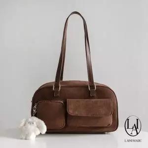 [하프클럽/라이니]자체제작 스웨이드 투앞포켓 숄더백 lm-7076c