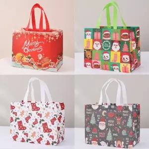 [스마트보이](5장세트)크리스마스 쇼핑백 다회용 타포린백 구디백 쇼핑백 선물가방(대)