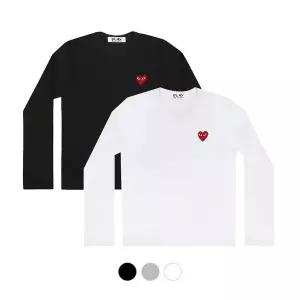 [꼼데가르송]티셔츠 레드 블랙 원포인트 긴팔티 여성용 53223127