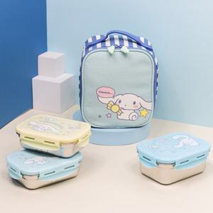 [릴팡]산리오 시나모롤 3단 스텐 도시락 보온보냉가방세트 어린이 초등학생 직장인 소풍 도시락통