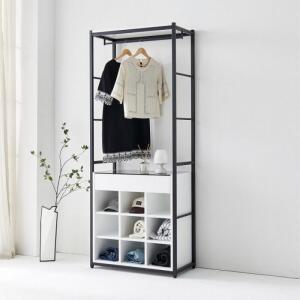 가구산책 오픈수납 철제선반 4단서랍 B4091 화이트 행거시스템