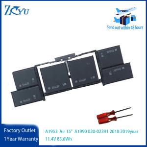 호환 애플 맥북에어 15용 A1953 노트북 배터리 A1990 020-02391 2018 2019년 도구 포함 11.4V 83.6Wh