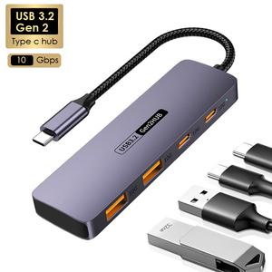 USB 3.2 Gen 2 허브 10Gbps 듀얼 3.0 C타입 OTG 데이터 미션 변속기 분배기 어댑터 맥 미니 썬더볼트 3/4