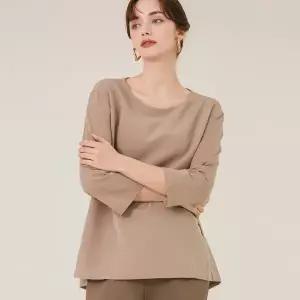 [막스까르띠지오]배색 라운드넥 7부 티셔츠