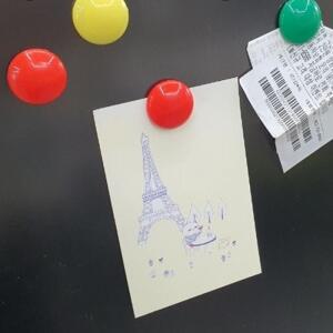 컬러 원형자고급석 게시판 화이트보드 냉장고자석 3cm 6p