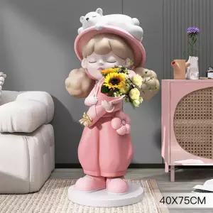 [월데코] 인테리어 꽃을든소녀 대형 장식품 75cm