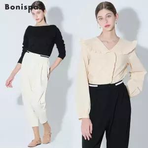 보니스팍스 허리 배색시보리 저지 배기 팬츠