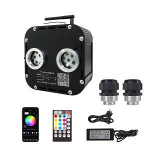 듀얼 포트 광원 트윙클 광섬유 스타라이트 사운드 활성화, 블루투스 앱 리모컨 RGBW 엔진 드라이버 박스, 5