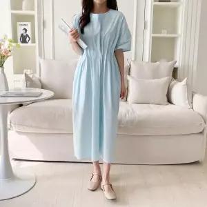 /옷자락 여자 하늘색 라운드넥 베이비돌 원피스