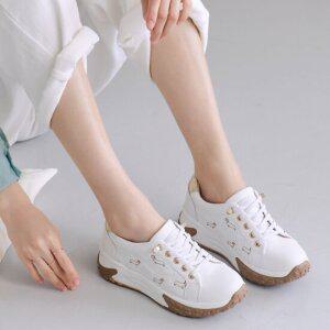 에스유니 소가죽 발편한 밴드스트링 데일리 여성 통굽 키높이 캐주얼 스니커즈 운동화 5cm