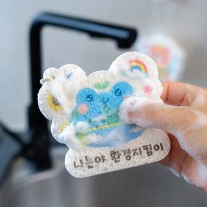 [오피스스쿨] 민화샵 KC인증 셀룰로오스 압축 수세미 (2중택1) 천연수세미 제로웨이스트만들기