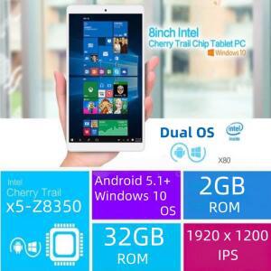 인기 판매 8인치 듀얼 시스템 태블릿 Windows 10 + Android 5.1 1920*1200 해상도 X5-Z8350 쿼드 코어 마이