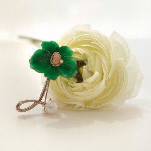 [바이데이지] 비취 아라고나이트 천연원석 나비 브로치 Bb0467