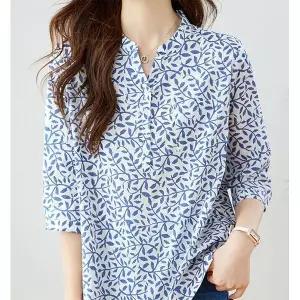 [하프클럽/패션]브이컷팅차이나넥 7부소매 블라우스 25D7D4E3