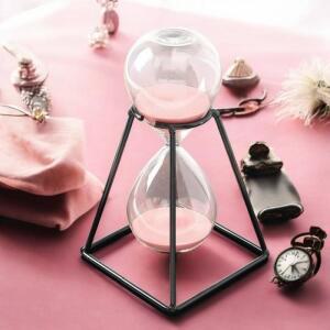 북유럽풍 블랙메탈 유리 모래시계(30분) (핑크) (3YedV)
