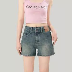 스타일아유 여성용 빈티지 데님 반바지 더블버튼 슬림핏 트렌디 핫팬츠 데일리룩 HP0487