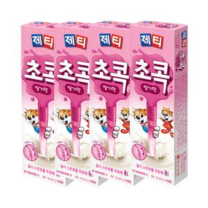 제티 초콕 딸기맛 10T x4개/빨대형 코코아