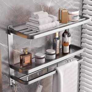 무타공욕실선반 수건 거치대 스틸 욕실선반 욕실 화장실선반 무타공 걸이 우드 수납 일자
