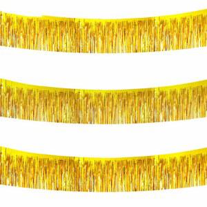 BEISHIDA 3팩 30피트 메탈릭 포일 프린지 갈랜드 틴셀 스트리머 골드 월에 결혼식 생일 파티 장식용 배너 할로윈 크리스마스