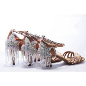 라틴댄스화 라인 화려한 살사 여성댄스화 스포츠 탱고 큐빅