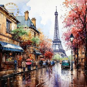 비즈보석십자수 에펠탑 보이는 파리거리 잼보석 대형