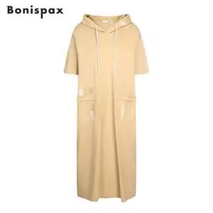 보니스팍스 반팔 후드 아웃포켓 원피스