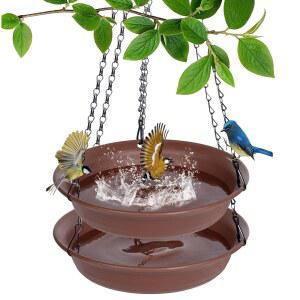 VUWEZ 매달기 새 목욕 야외용 물 공급기 피더 볼 트레이 액세서리 2팩 정원 파티오 장식용 플라스틱 12 초콜릿