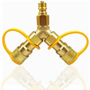 MCAMPAS 3/8인치 Y 스플리터 천연가스 퀵 커넥트 어댑터 웨버 그릴에 적합. 휴대용 발전기 파티오 히터 피자 오븐 야외 화덕