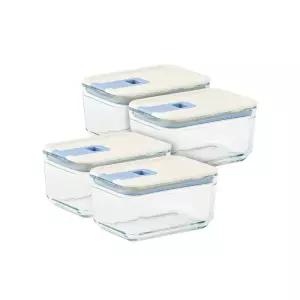 네오플램 퍼펙트씰M 직사각500ml 4종 세트/내열유리 밀폐 진공 반찬통 냉동밥 냉장고정리