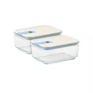 네오플램 퍼펙트씰M 직사각750ml 2종 세트/내열유리 밀폐 진공 반찬통 냉동밥 냉장고정리