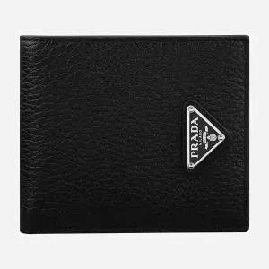 5F 2MO513 2E54 F0002 삼각로고 페블레더 남성 반지갑 블랙