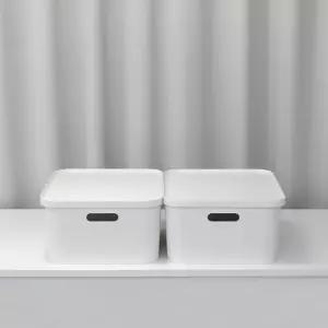 국내제작 엔드세이브 손잡이 뚜껑 수납정리함 M 2개 리빙박스 옷 소품박스 팬트리 수납함