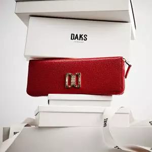 [닥스](강남점)[25FW][프리미엄] [ALEXA] 알렉사 레드 가죽 고급 크리스탈 장식 DD로고 지퍼돌이 장지갑