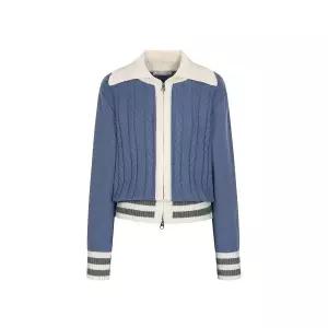 [예시카] 비스코스 케이블 배색 집업 가디건 YI8KC140