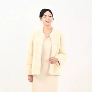 [우진모피](WJ) 코펜하겐퍼 휘메일풀스킨 호리젠탈 아이보리 밍크코트 국내생산 본사직영