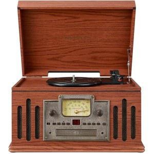 라디오 CD 카세트 플레이어 보조 및 블루투스 파프리카가 포함된 크로슬리 CR704B PA 뮤지션 3단 턴테이블