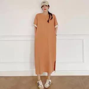 [이쁘다] 라파엘 롤업 옆트임 반팔 롱 원피스