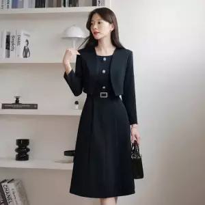 [시크라인] 코레타 자켓 레이어드 큐빅벨트 원피스